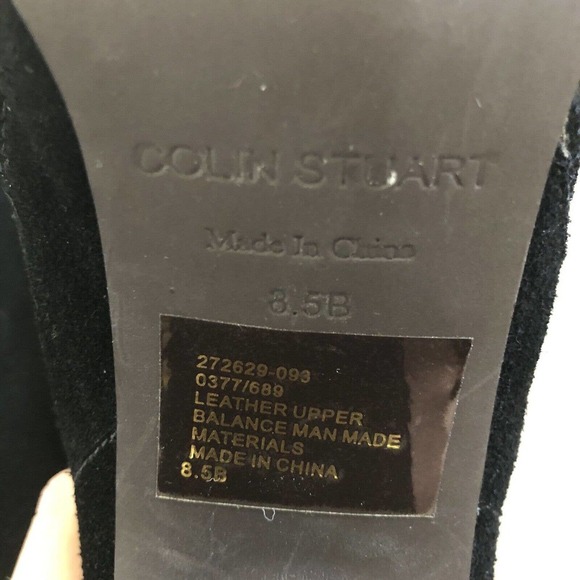 Colin Stuart Tall Black High Wood Heel Suede Knee High Boots Women’s Size 8.5 - Picture 5 of 8